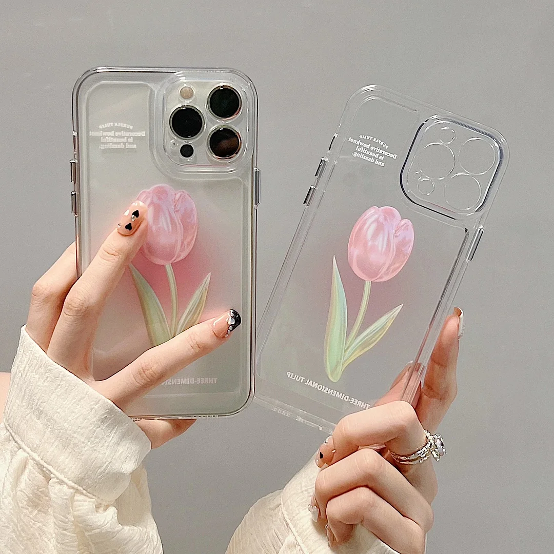 Pink Tulip Flower Phone Cases For iPhone 11 iPhone 13 Pro Max iPhone 12 Pro Max iPhone 7Plus iPhone xr LIN82
