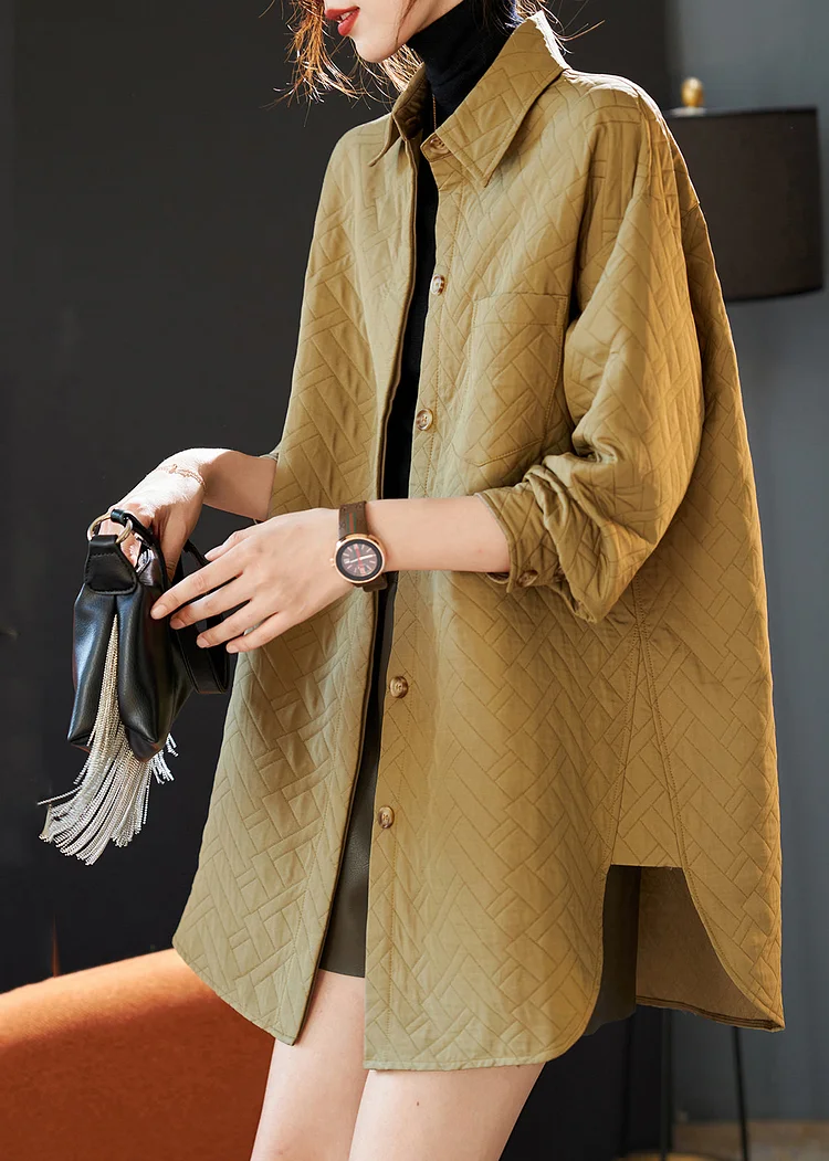 Handmade Khaki Oversized Side Open Spandex Coats Spring