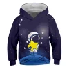 Kid Boy Cartoon Astronaut Starfield Rocket 3D Digital Print Hoodie