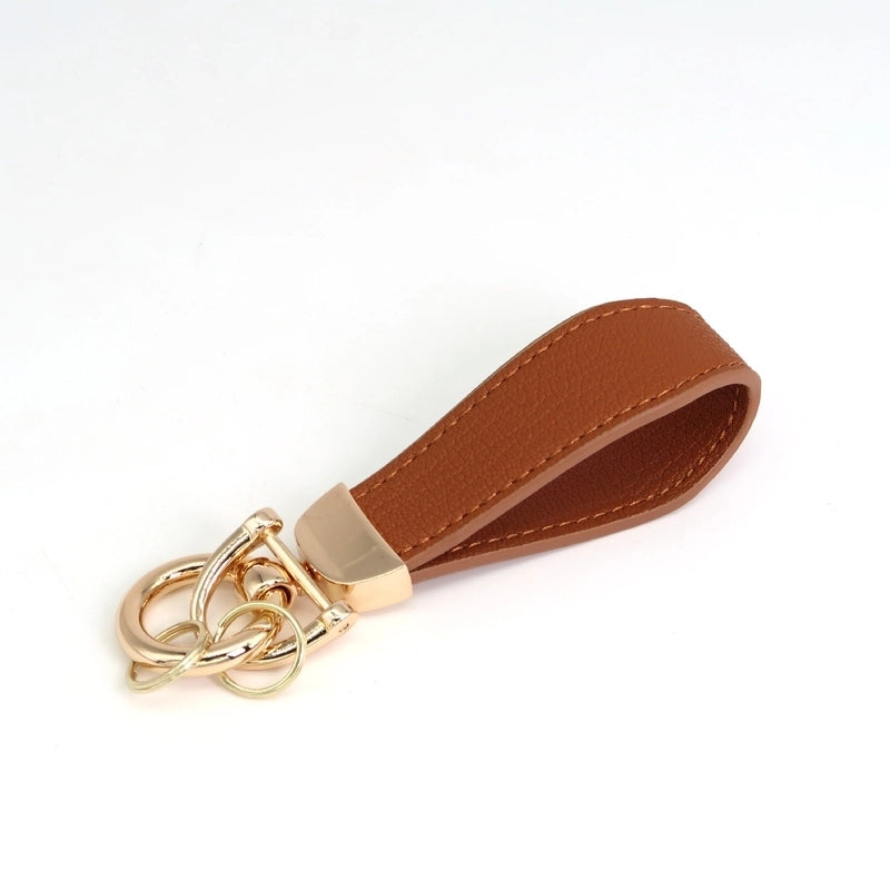 Minimalist Classic Style Solid Color Pu Leather Alloy Unisex Bag Pendant Keychain