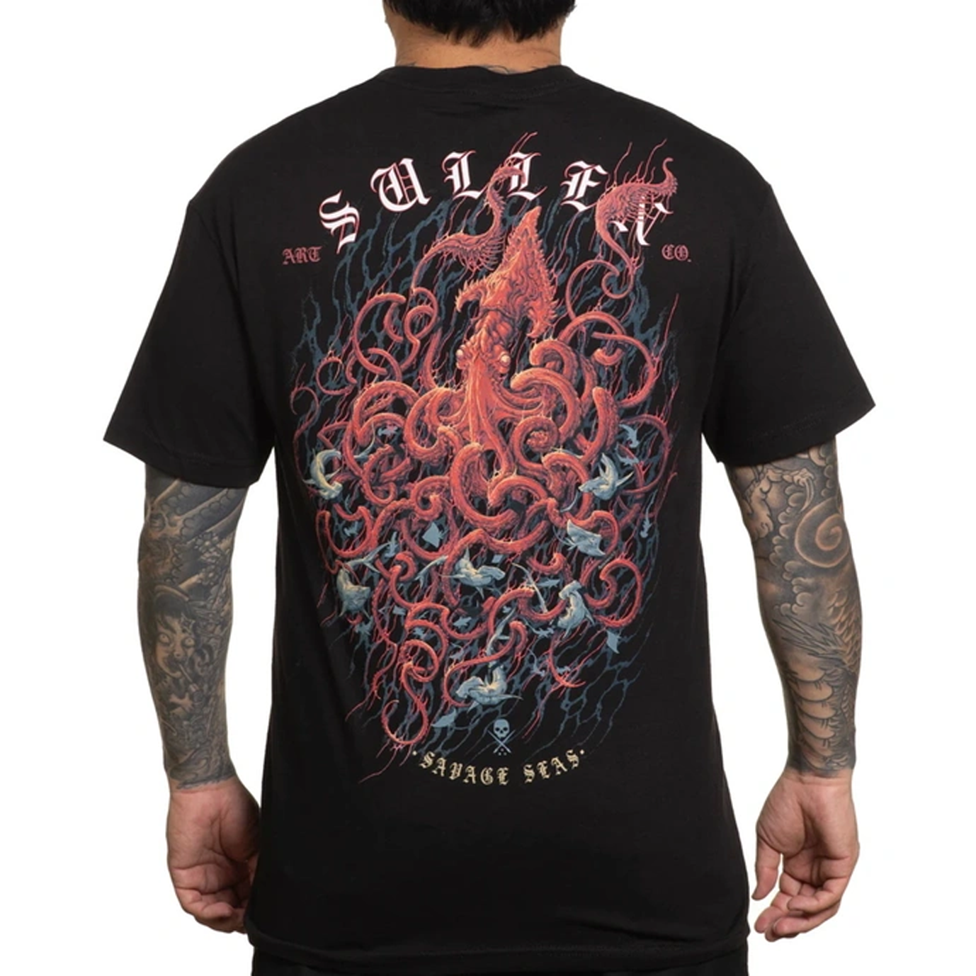 Men's Vintage Squid Print Daily Short Sleeve Crew Neck T-Shirt