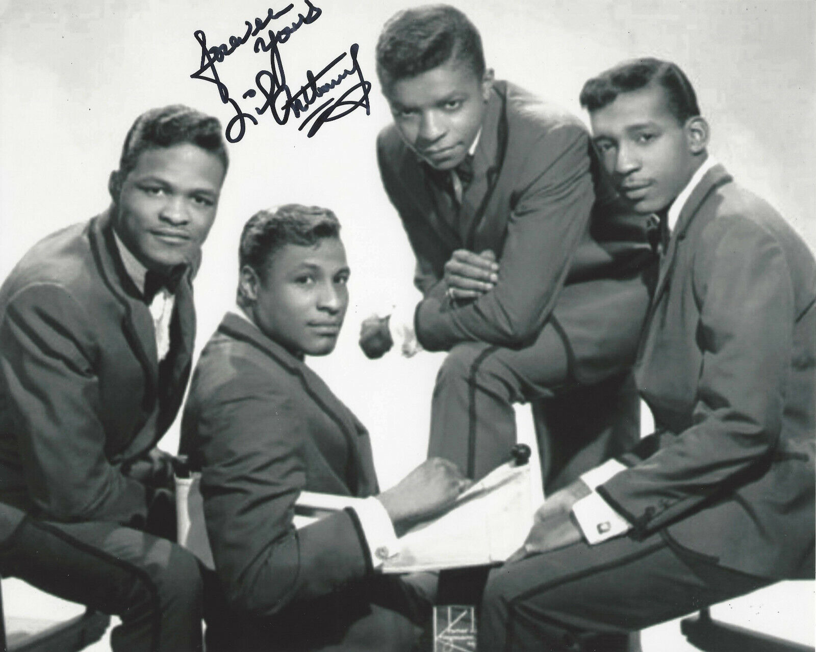 LITTLE ANTHONY GOURDINE AND THE IMPERIALS SIGNED 8x10 Photo Poster painting E w/COA R&B GROUP