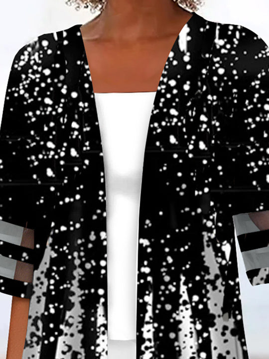 Women Half Sleeve Scoop Neck Graphic Polka Dot Two-Pieced Tops