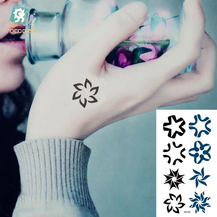 Small Temporary Tattoo Sticker G-dragon Same Black Smiling face Cat Star Pattern Water Transfer Body Art Fake Tatoo Women