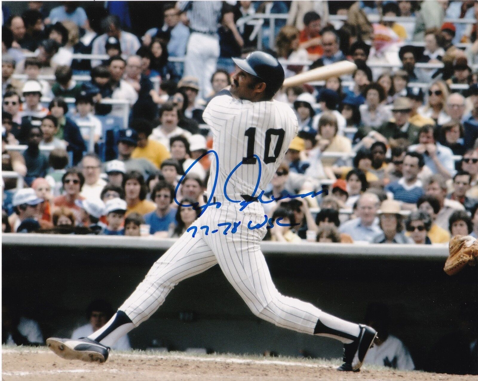 CHRIS CHAMBLISS NEW YORK YANKEES WS CHAMPS 77-78 ACTION SIGNED 8x10