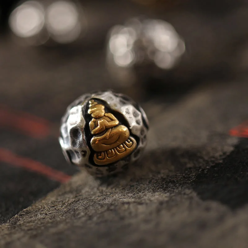 Green Sandalwood Small Leaf Red Sandalwood Buddha 999 Sterling Silver Bracelet