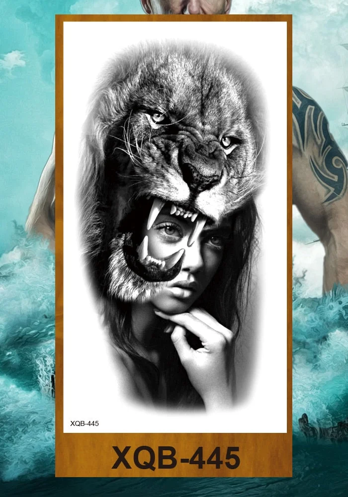 Temporary Tattoo Stickers Men Women Adult Girl Chest Flower Arm Leg Fake Tatoo Semi Permanent Tiger Wolf Beauty & Beast Body Art