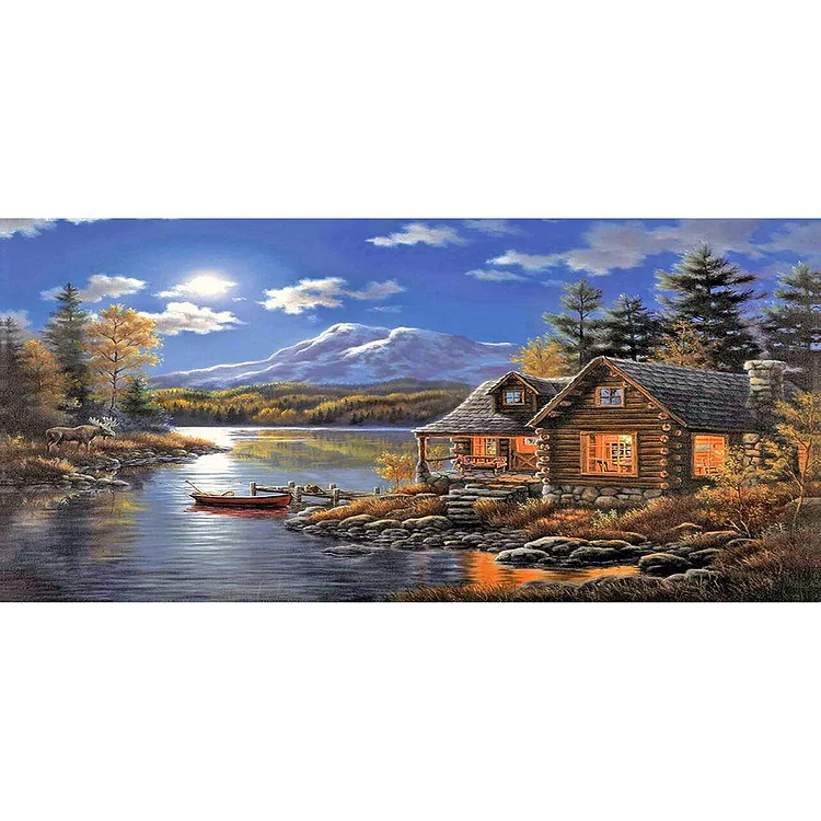 Riverside Lodge - Full Round Drill Diamond Painting - 80x40cm(Canvas)