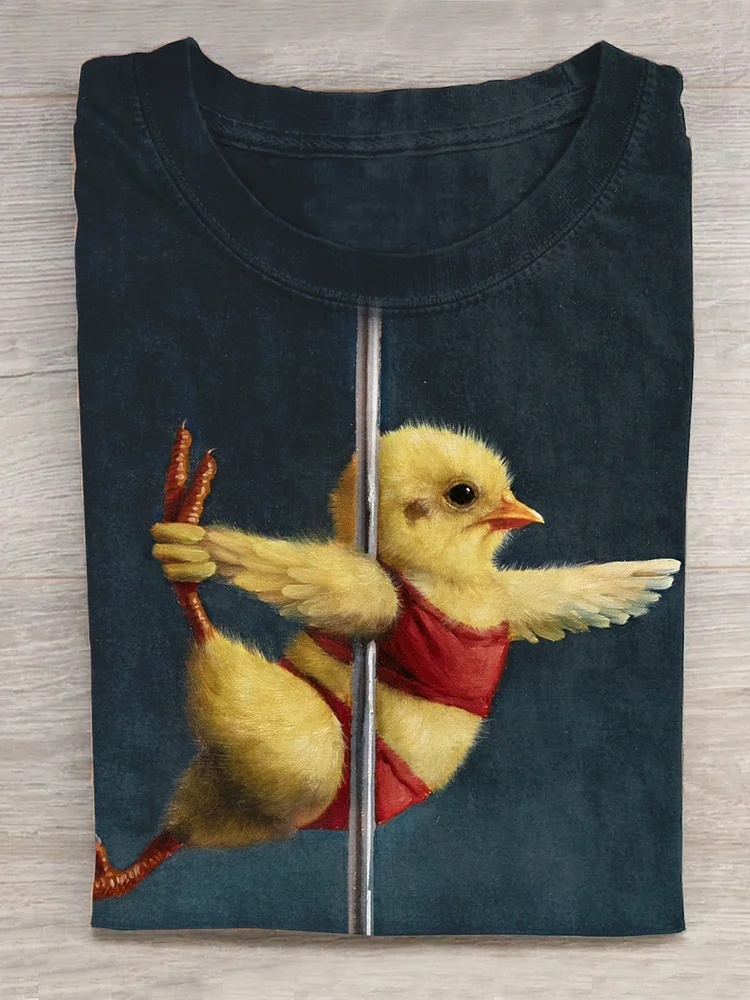 Yoga Chicken Fun Art Printed Casual T-Shirt socialshop