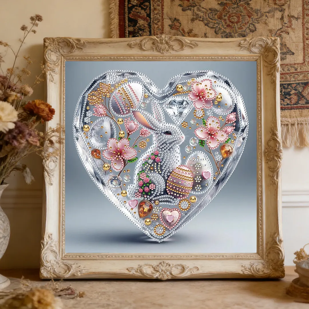 Easter Rabbit Special Shaped 5D DIY Partial Drill Diamond Painting Kits for Adults Beginners Home Decor Diamonds Paintings Gem Art 30x30cm