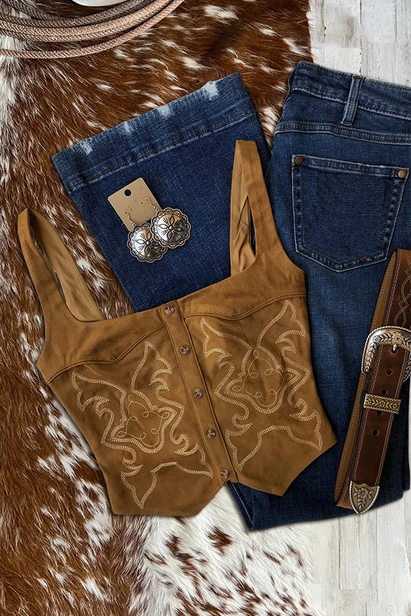Vintage Western Print Vest