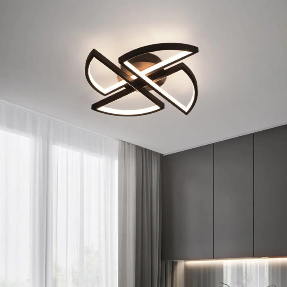 Modern Aluminum Windmill Led Flush Light In Black For Living Rooms - Ceiling Mount / 18&rsquo; Natural
