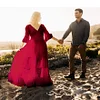 Maternity Long Sleeve Lace Floral Gown Maxi Photography Dress