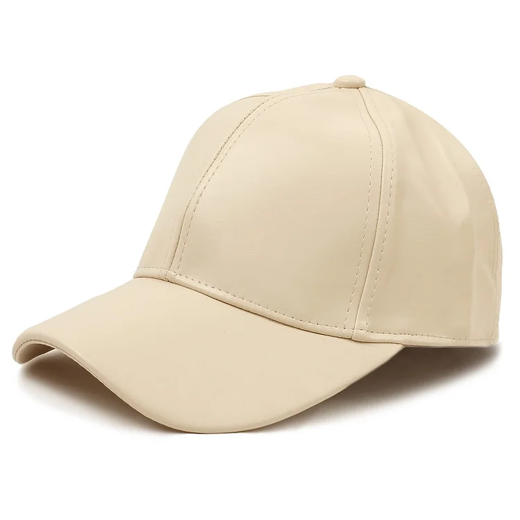 Women PU Leather Baseball Cap Hat Visor Light Board Solid Men Hip Hop Cap Outdoor Sun Hat Adjustable Sports Caps