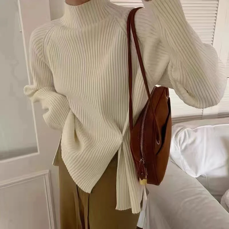 Uveng Uveng Women's Autumn And Winter Half-High Collar Long-Sleeved Sweater 2025 High-Collar Thick Wool Knitted Bottom Coat Inside