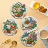 4PCS Diamond Painting Coasters Kit with Holder for Dining Table (Flower Basket)
