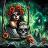 Skull-11CT Stamped Cross Stitch 40*40cm