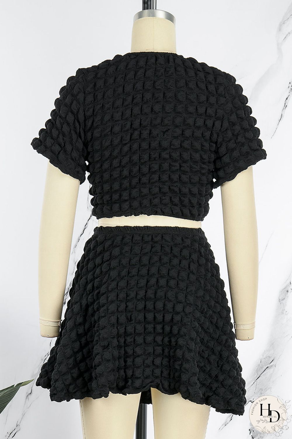 Black Casual Solid Patchwork O Neck Short Sleeve Two Pieces