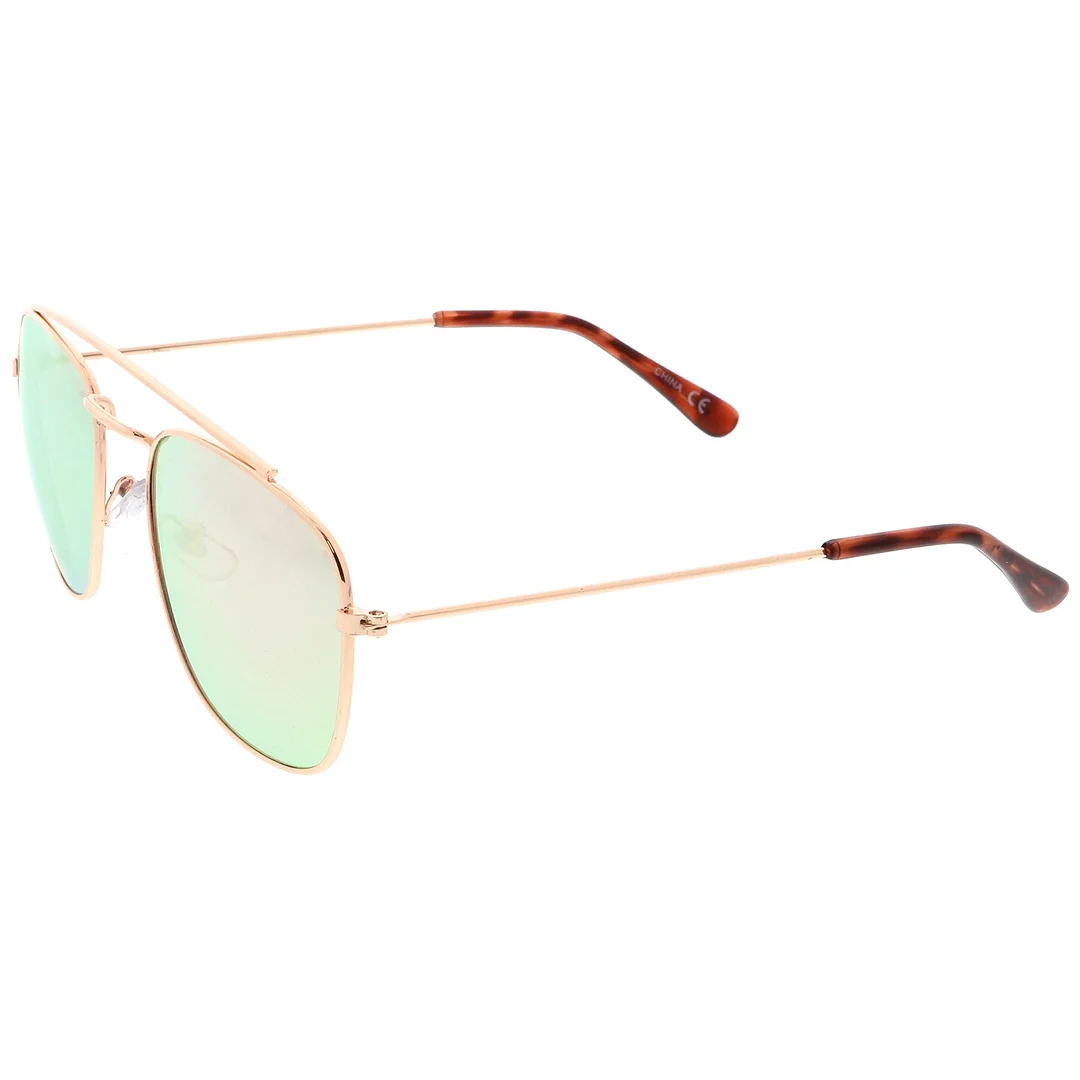 Classic Metal Aviator glasses Curved Crossbar Mirrored Square Lens 53mm