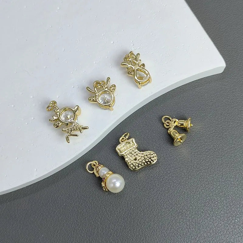 1 Piece 12*14.8mm 14 * 20mm 9*18mm Copper Zircon Sock Bell Elk Pendant Jewelry Accessories