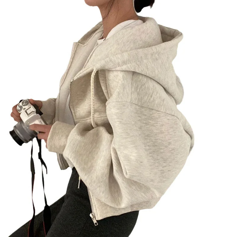 Uveng Hoodie Autumn Loose Long Sleeve Zipper Sweaters