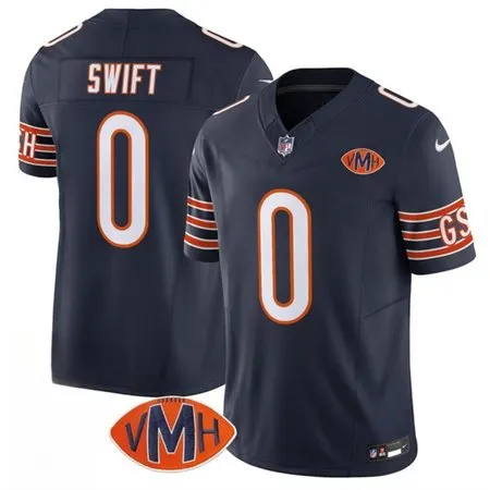 Men's Chicago Bears #4 D'Andre Swift Navy 2025 F.U.S.E. With VMH Patch Vapor Untouchable Limited Stitched Football Jersey
