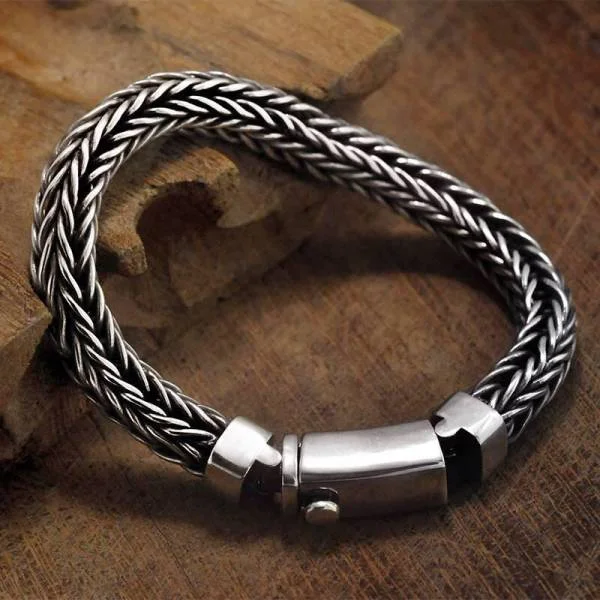 Sterling Silver Braided Chunky Chain Bracelet