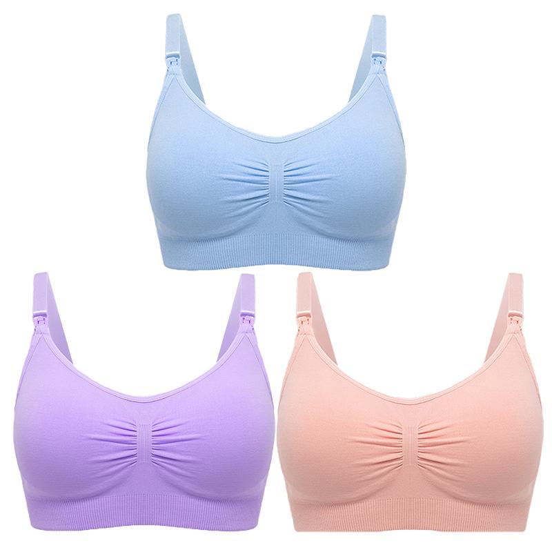 Damokan 3pcs/Set High Quality Maternity Nursing Bras Cotton Breastfeeding Pregnant Underwear Seamless Large Size Breathable Bra Push Up