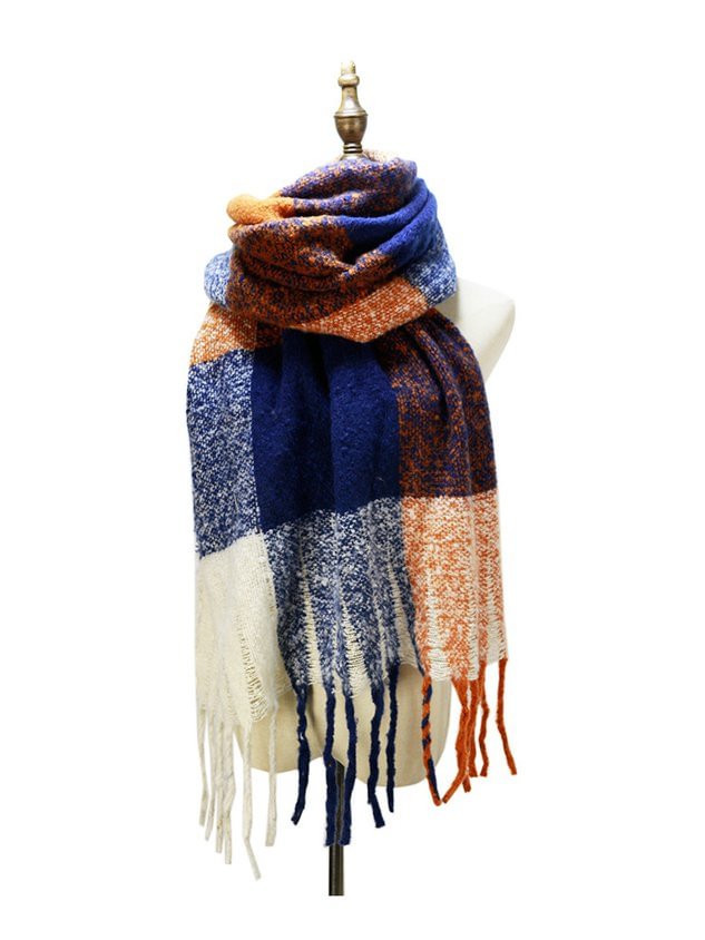 Vintage Check Fringe Warm Scarf