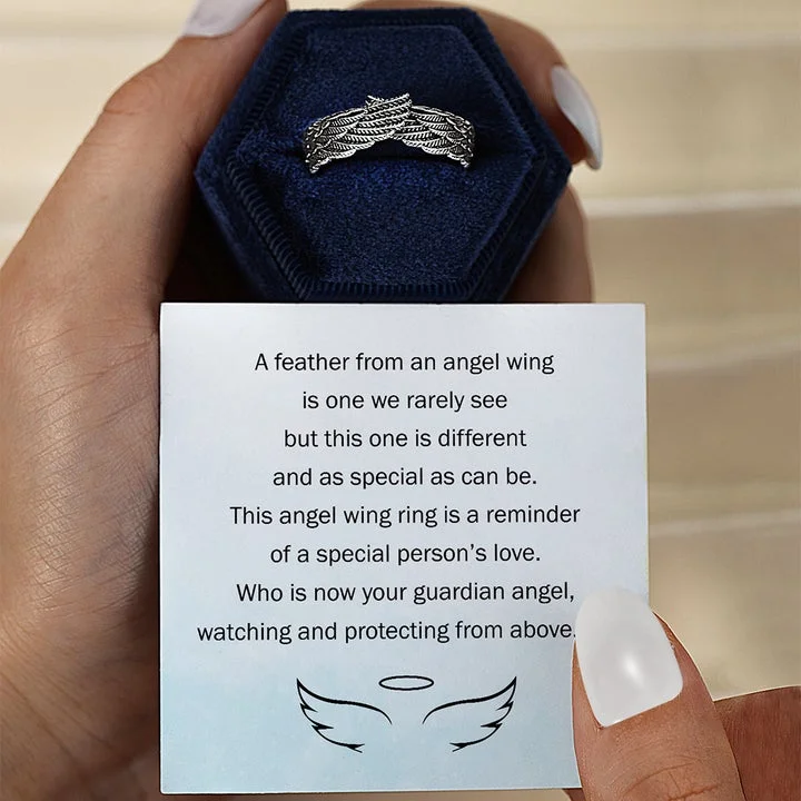 Personalized Guardian Angel Wings Ring Memorial Gift