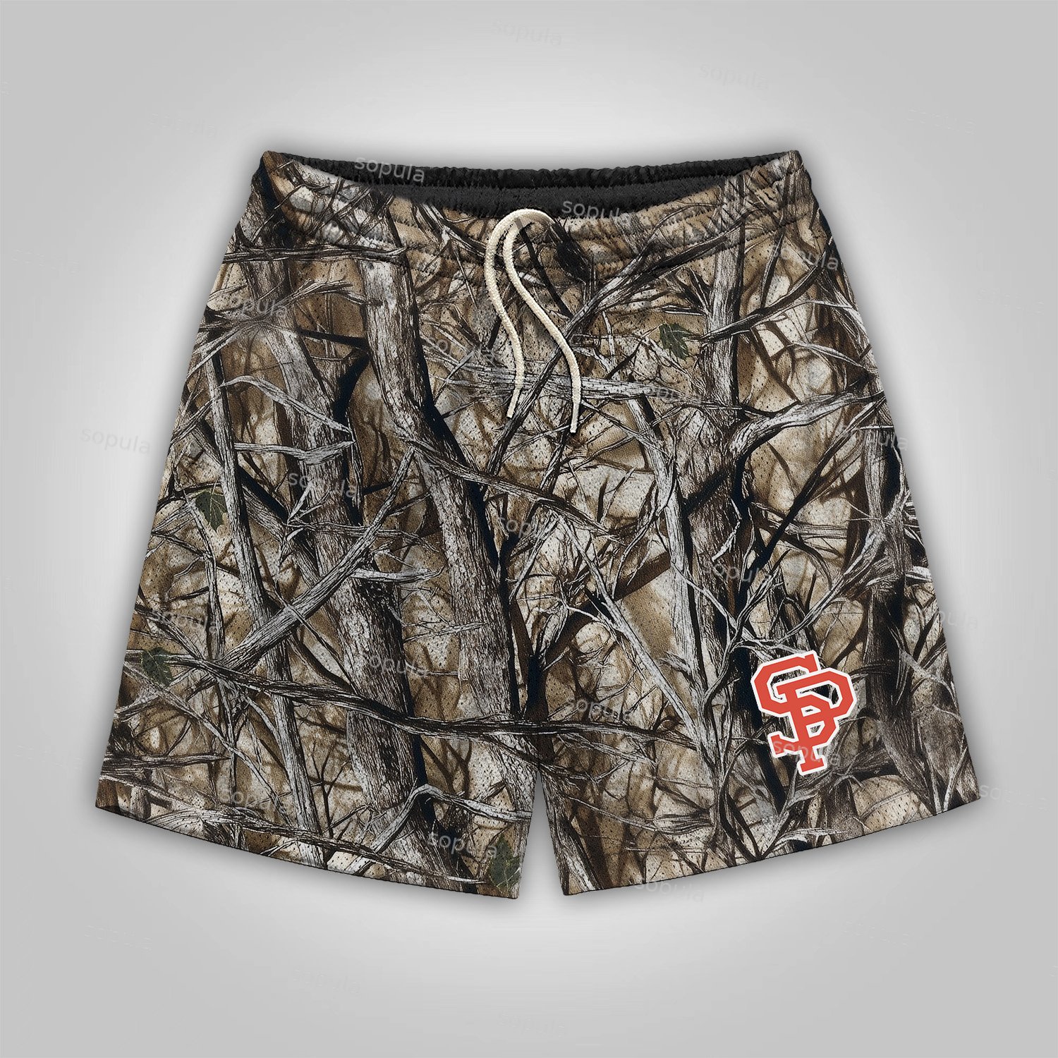Sopula Men's Branch Print Drawstring Waist Shorts - SOPULA