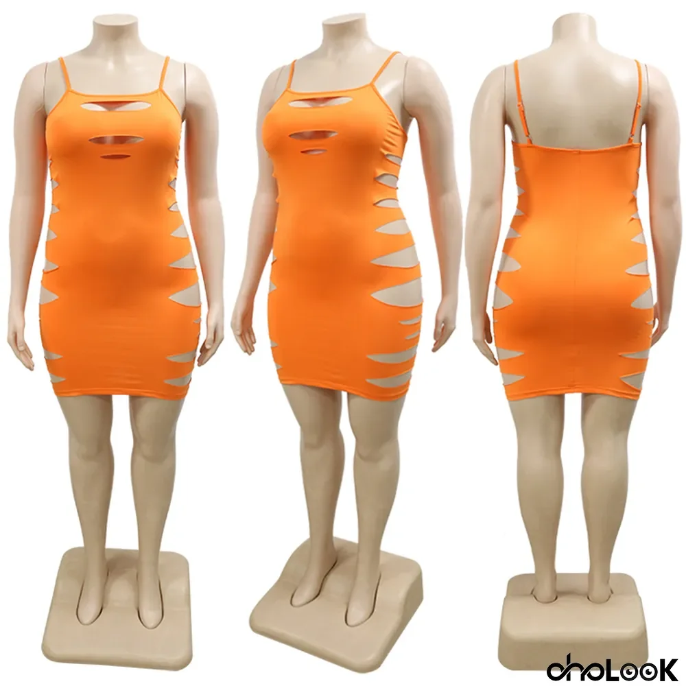 Hot style fashion suspenders sexy hollow back bodycon plus size dress