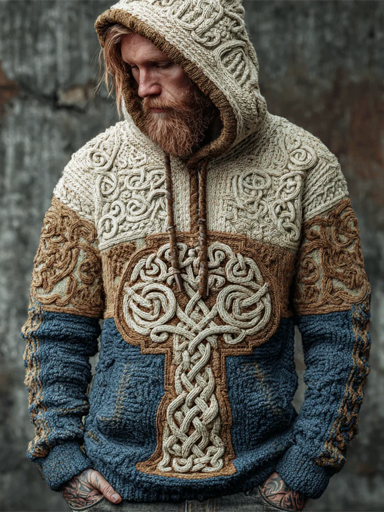 Vintage Viking Tree Of Life Totem Men's Icelandic Sweater