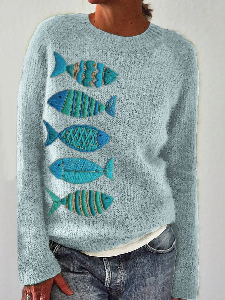 Irish Celtic Love Knot Embroidered Jacquard Cozy Sweater