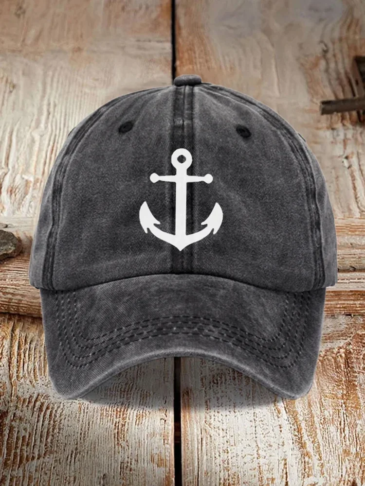 Unisex Washed Cotton Anchor Holiday Casual Print Hat