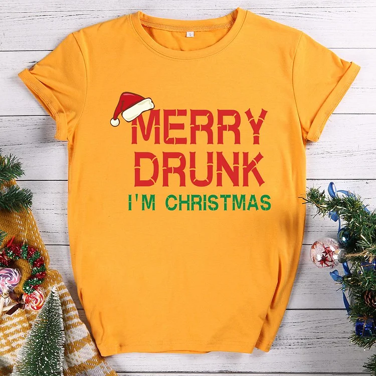 Merry Drunk I'm Christmas T-shirt Tee-011064-Annaletters