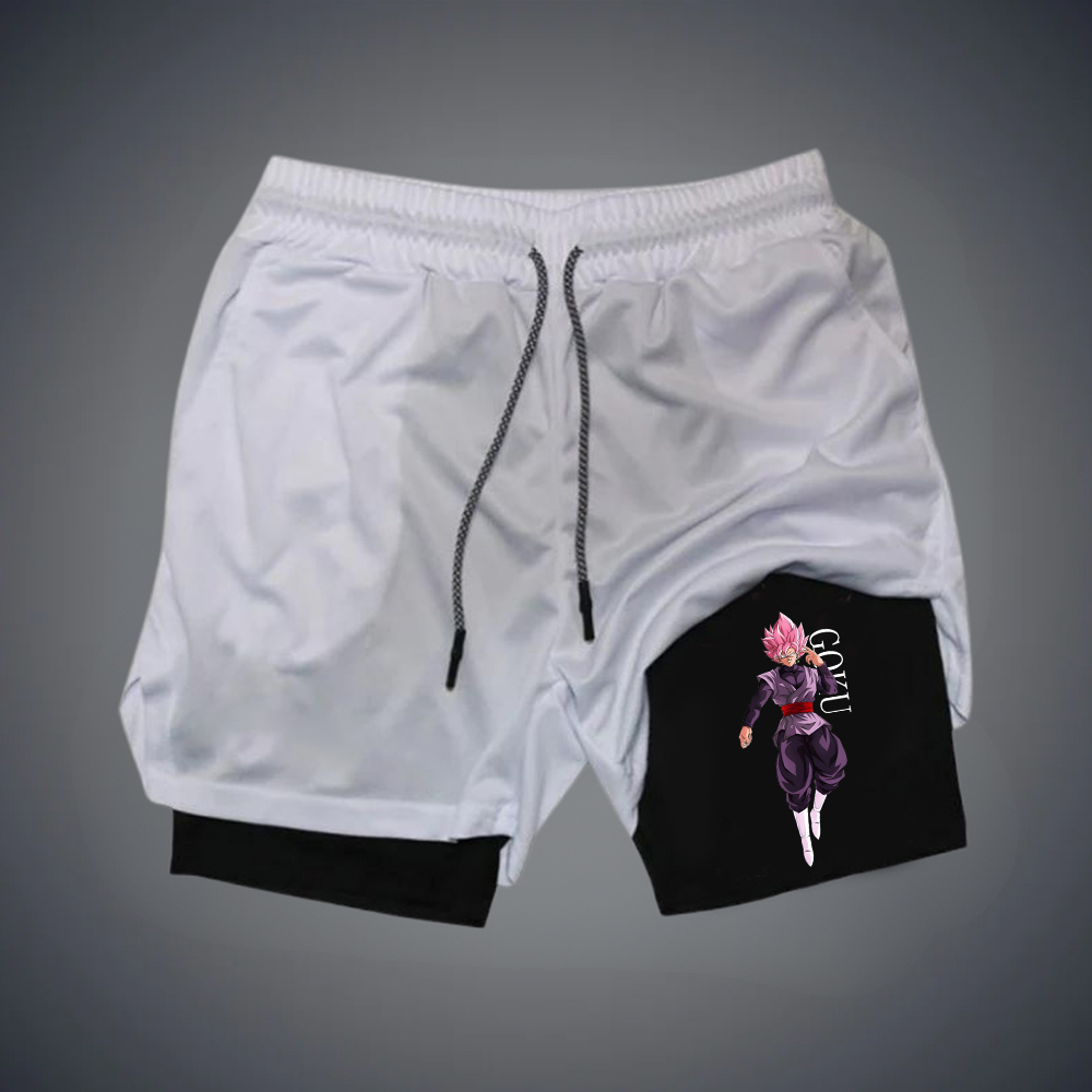 Men's Anime Print Double Layer Gym Shorts