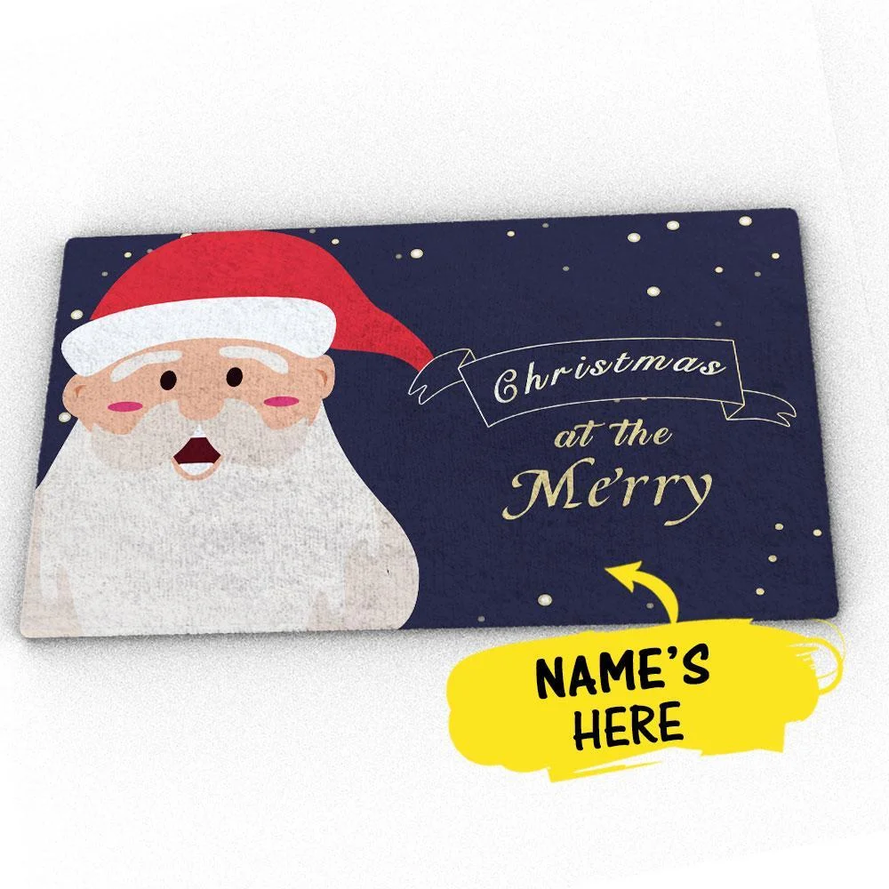 Custom Christmas Doormat Surprised Santa Claus Floor Mat