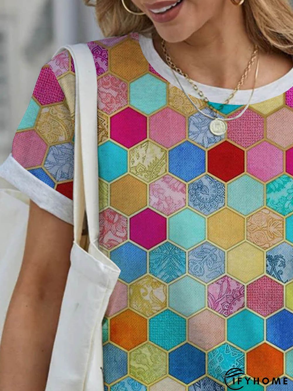 Boho Crew Neck Paisley Cotton-Blend T-shirt | IFYHOME