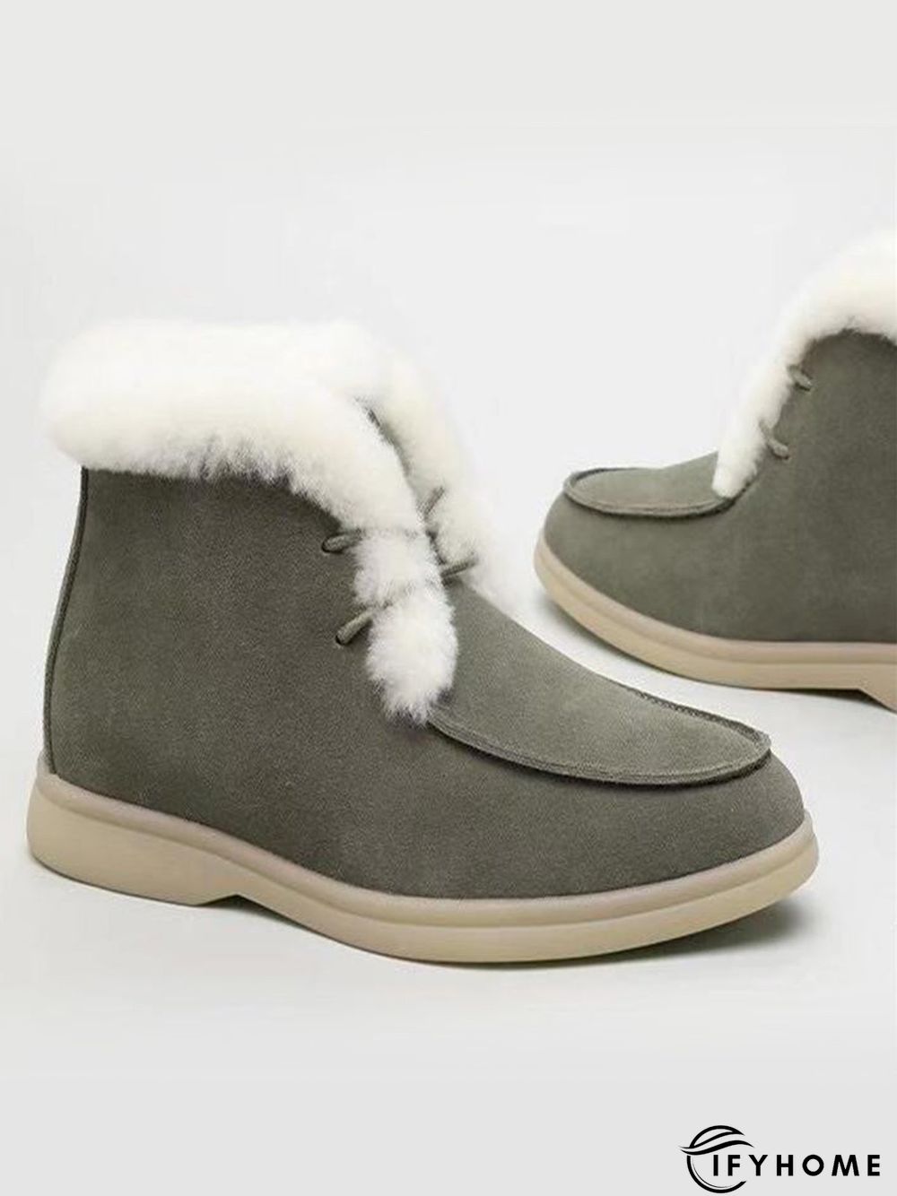 Plush Warm Lace-Up Snow Boots | IFYHOME