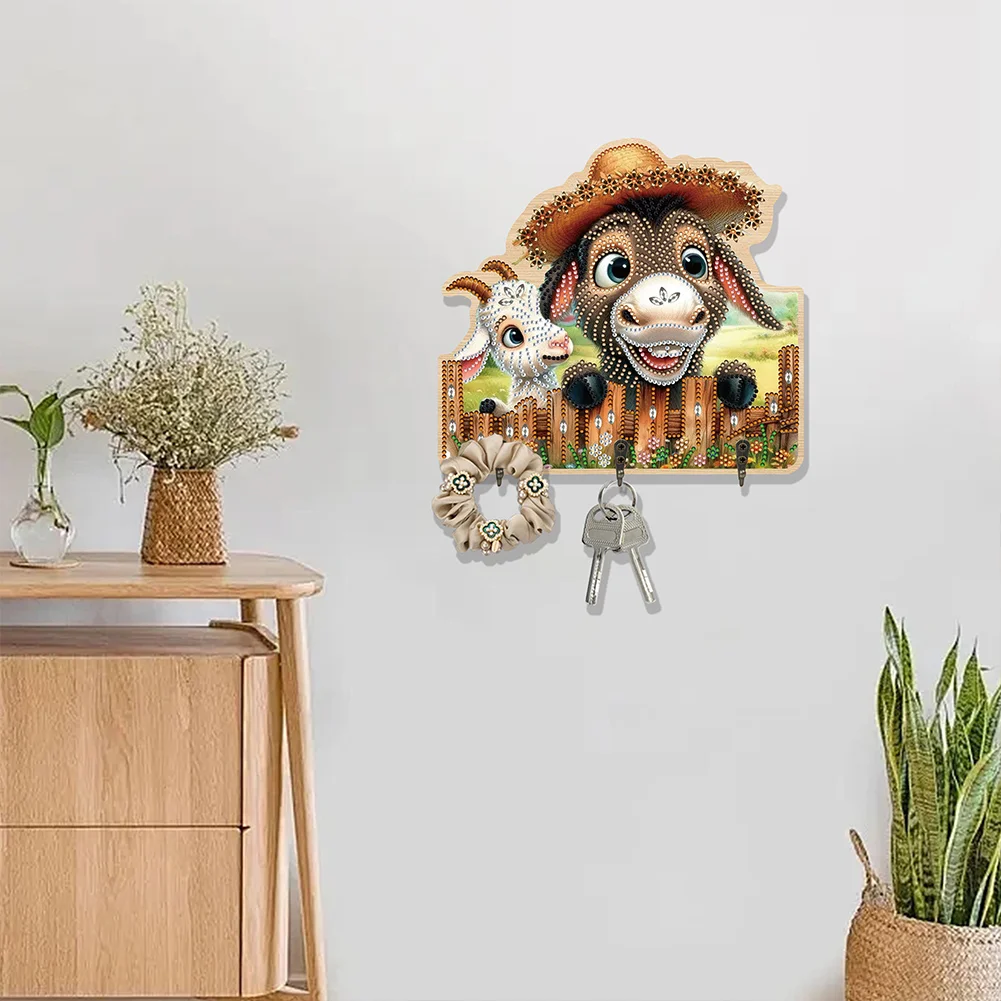 DIY Donkey 3 Hooks Diamond Painting Pet Hook Rail Diamond Art Hanging Hooks