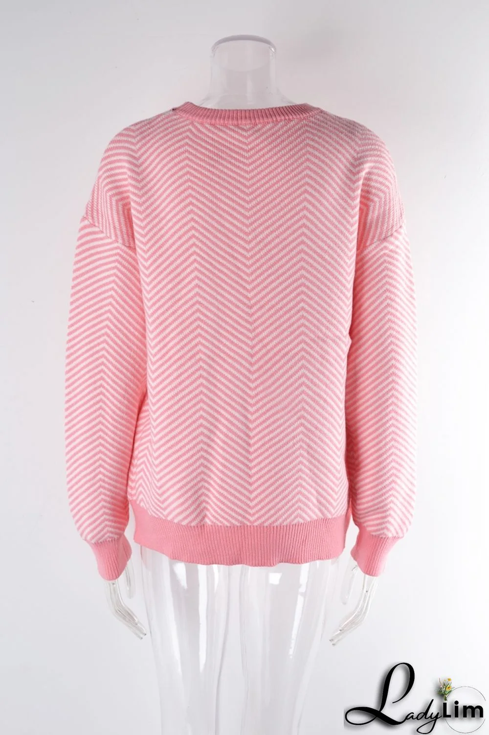 WomenBasic Round Neck Long Sleeve Striped Sweater