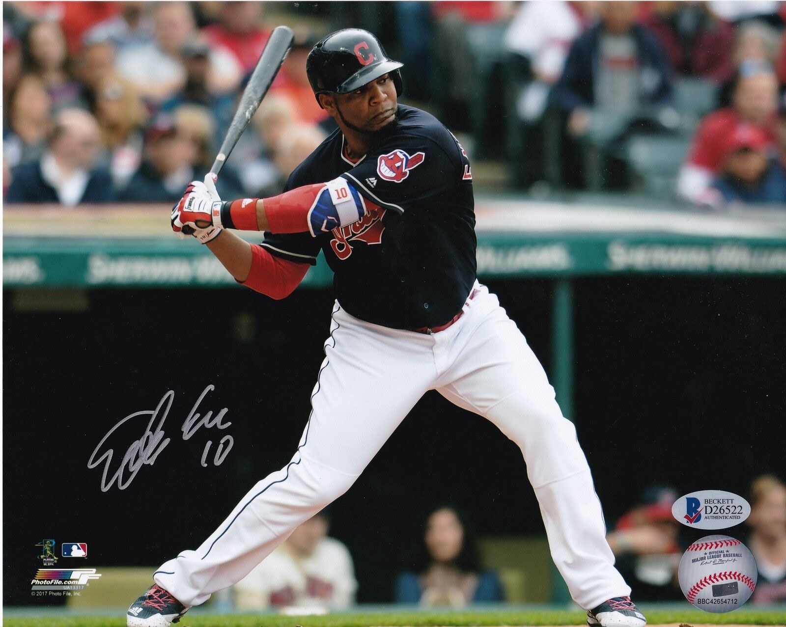 EDWIN ENCARNACION CLEVELAND INDIANS BECKETT AUTHENTICATED ACTION SIGNED 8x10