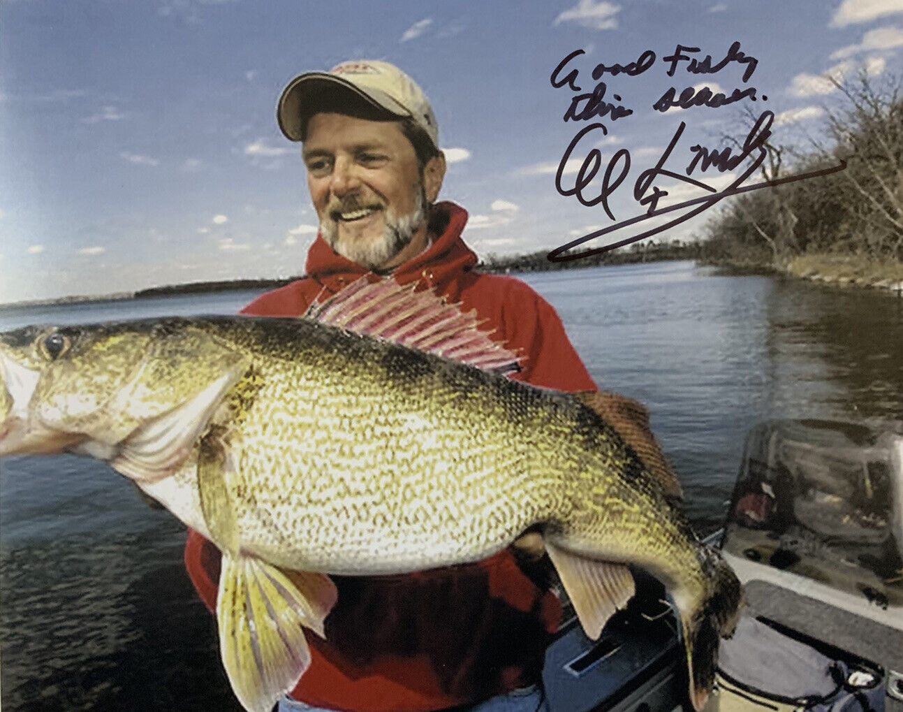 AL LINDNER HAND SIGNED 8x10 Photo Poster painting AUTOGRAPHED FISHING LEGEND AUTHENTIC WALLEYE