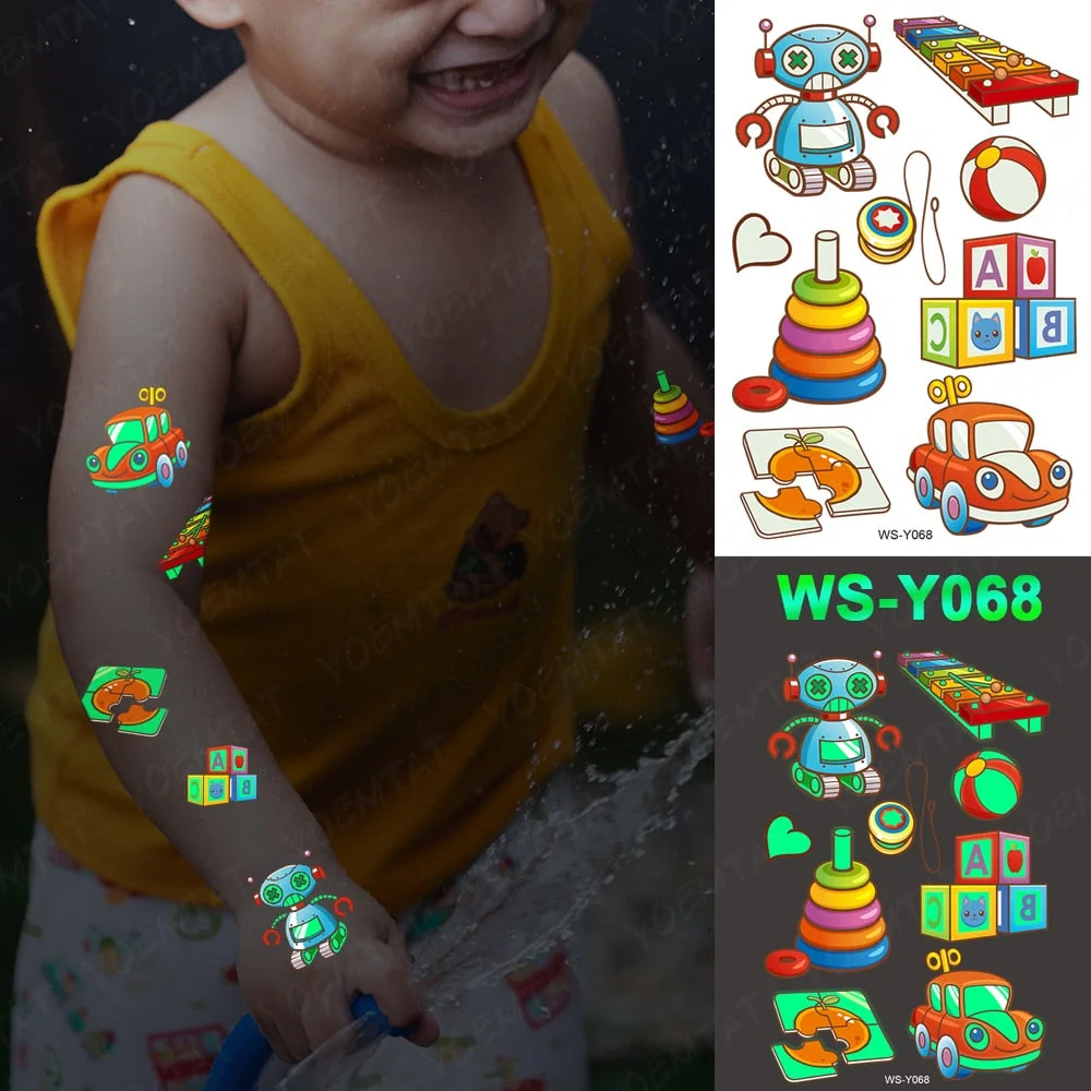 Luminous Glitter Tattoo Stickers Space Universe Children Temporary Waterproof Alien Tatto Body Art Cute Kid Cartoon Fake Tatoo