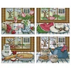 (4pcs) Window Season-14CT Stamped Cross Stitch 21*19cm(Bundle Sale)