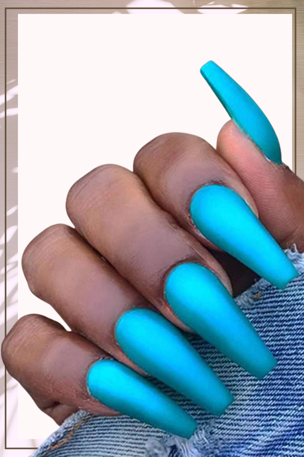 Press On Nails Long Matte Coffin Tip False Nail Kit - Neon Blue
