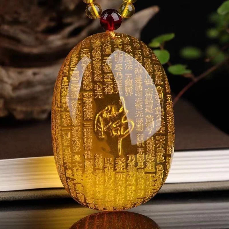 FengShui Citrine Jade Dragon Blessing Necklace