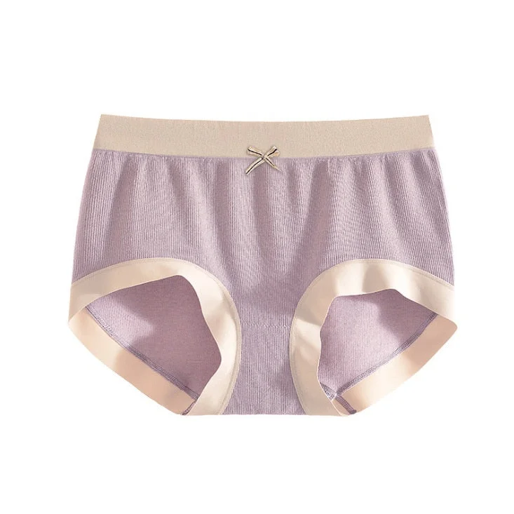 New  Women's Underwear Sexy Solid Color Panties Japanese Cute Girl Comfort Briefs Mid Waist Seamless Underpants Female Lingerie