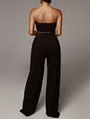 Lace-Up Bandeau Vest Top+Wide Leg Pants Suits